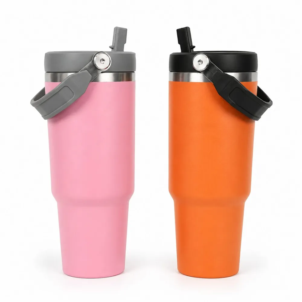 Vaso térmico con manija y sorbete 900ml LD-01