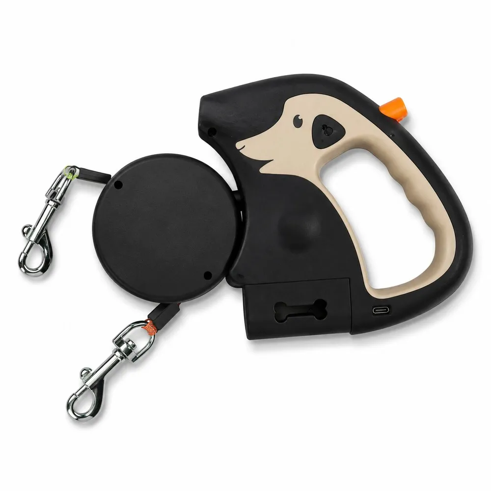 Correa retráctil doble para perros c/luz SJ-227
