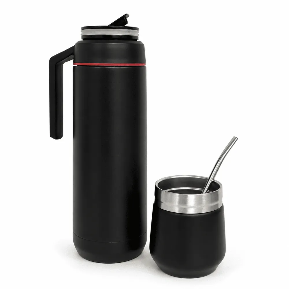 Termo acero c/mate y bombilla 1L LC56057