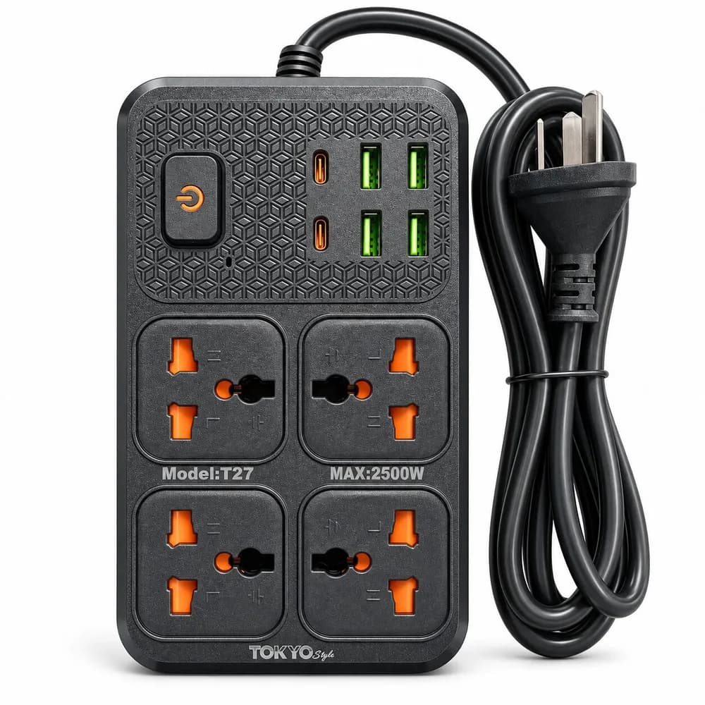 Zapatilla alargue 4 entradas + 4 USB + 2 TC 2500W T27