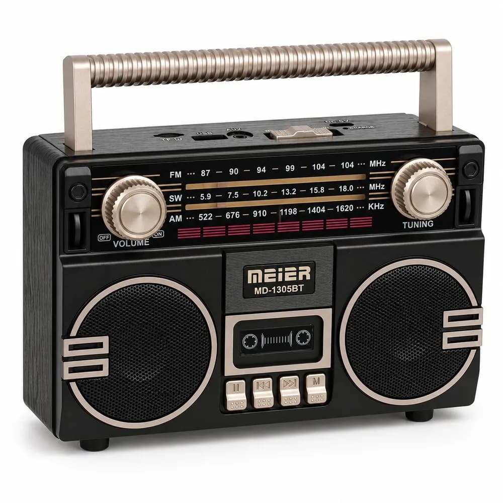 Parlante bluetooth y radio vintage recargable MD-1305