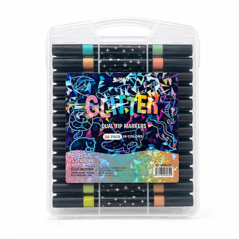 Marcadores doble punta glitter x 24