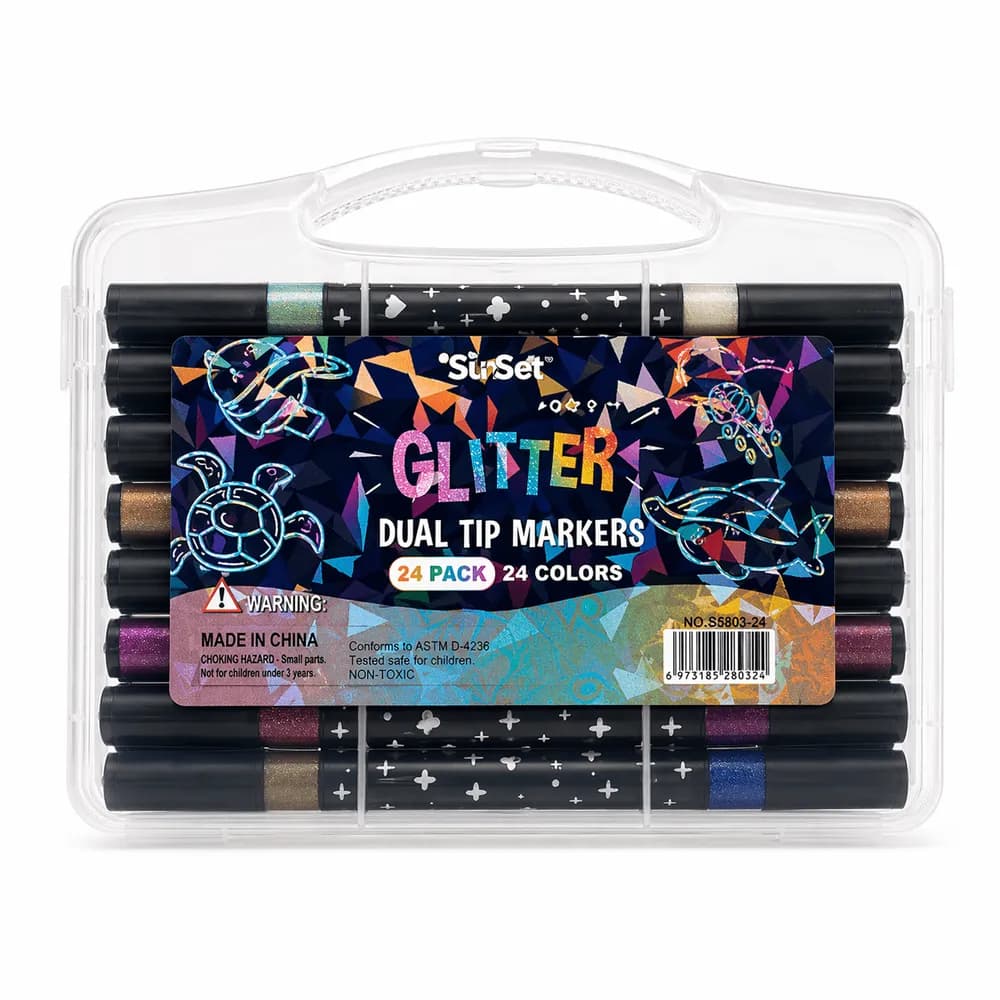 Marcadores doble punta glitter x 12