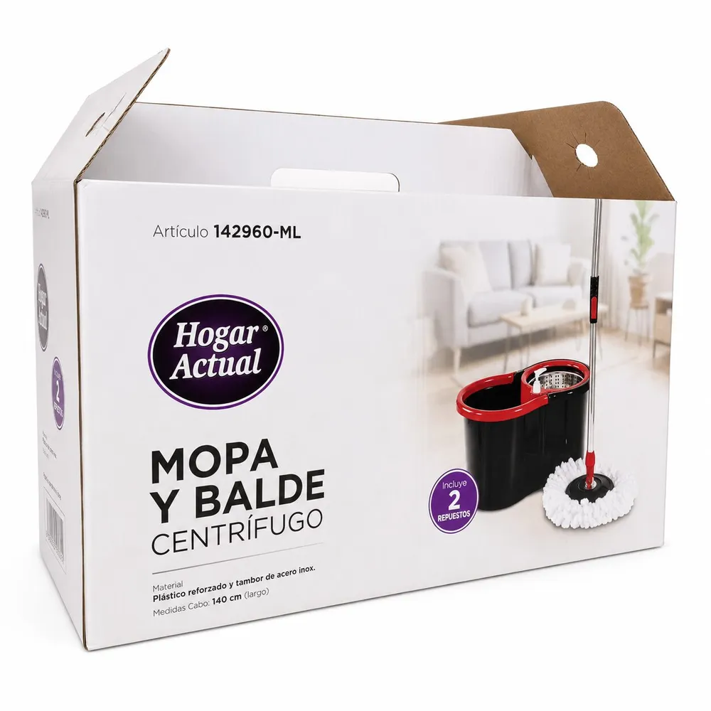 Limpiador mopa c/balde centrifugado en caja