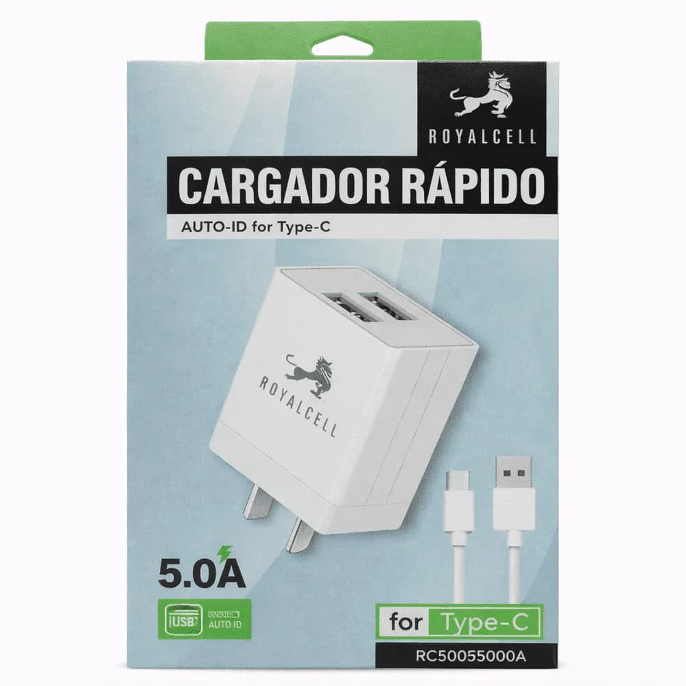 Cargador 2 USB a con cable tipo C 5.0A desarmado RC5005000A