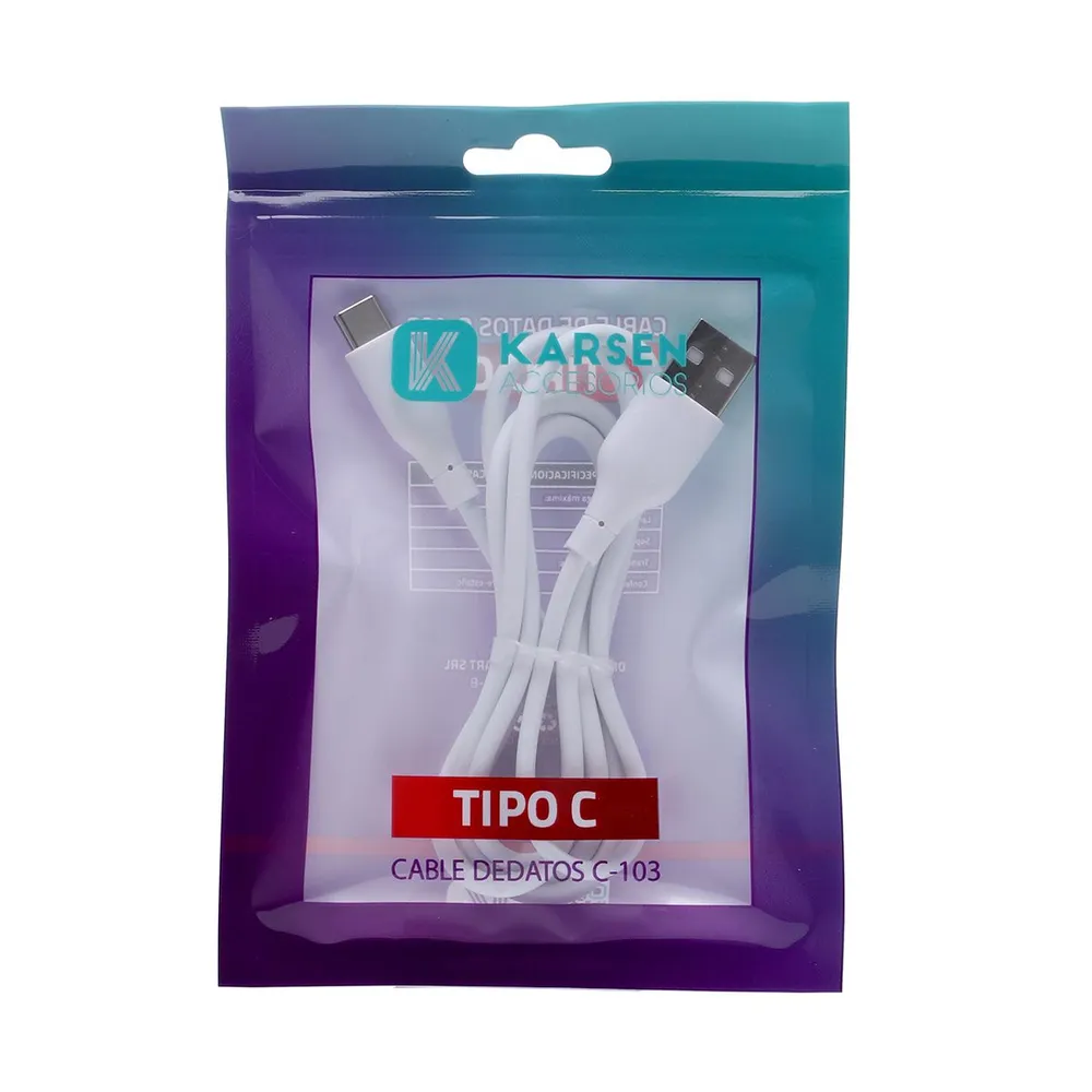 Cable de datos USB a tipo C 1M 2.4A (C-103)